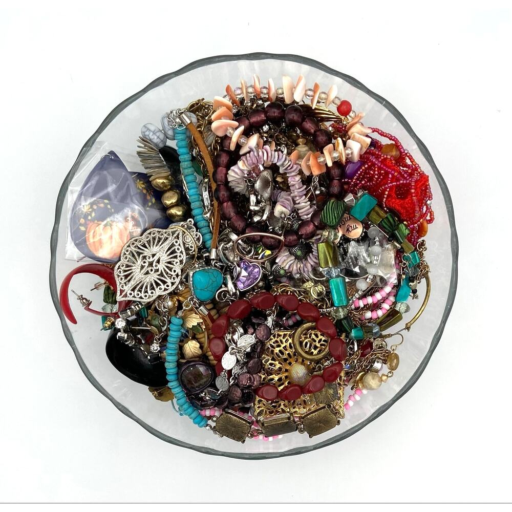 Jewelry Junk Lot Craft Wearable Broken Junk Drawer Vintage Modern  3.08 LBS